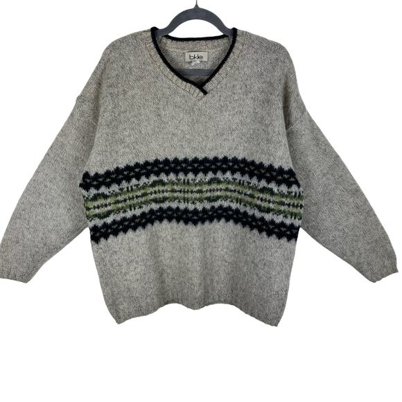 Buckle Sweaters - Vintage Buckle Fair Isle Crew Neck Wool Nylon Pullover Women's Sweater Size L
